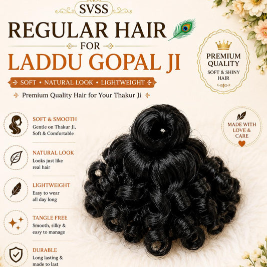 Premium Hair Wig for Laddu Gopal Ji – Curly & Regular | Sizes 1, 2, 3